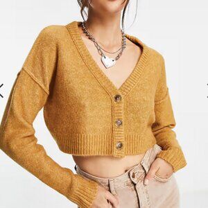 Reclaimed Vintage inspired button up cardigan in camel (Asos) sz US10